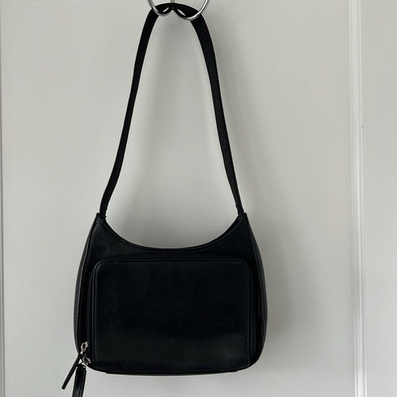 Vintage Y2K Fossil Black Leather Shoulder Handbag - Picture 4 of 16